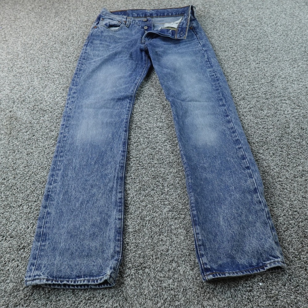 Levis Jeans Mens 29X30 Blue Denim Pants 501 Button Fly Straight Dark Acid Wash